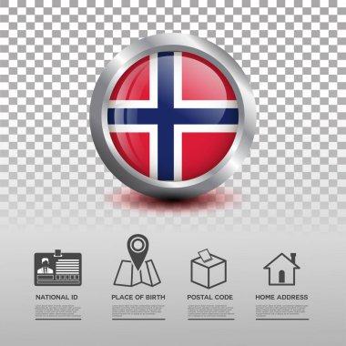 Circle flag in glossy icon  clipart