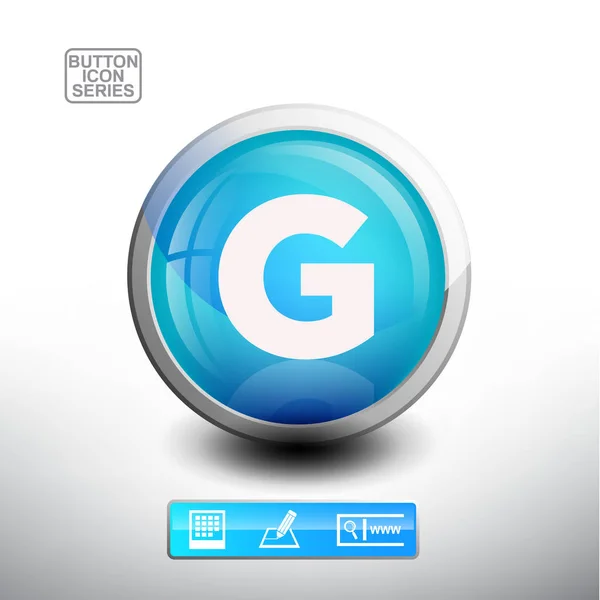 Letra G en botón azul — Vector de stock