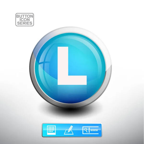 Letra L en botón azul — Vector de stock