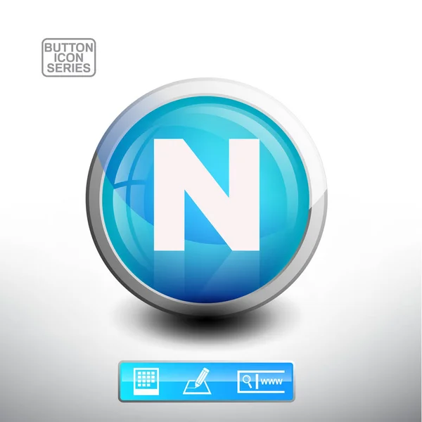 Letra N en botón azul — Vector de stock