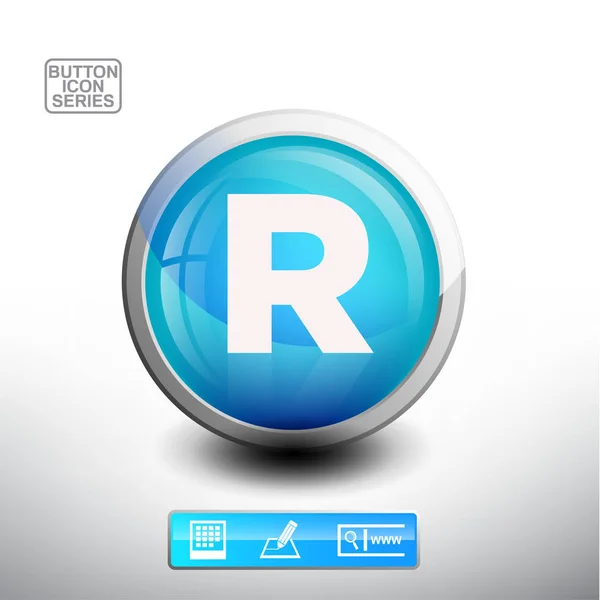 ตัวอักษร R ในปุ่มสีฟ้า — ภาพเวกเตอร์สต็อก