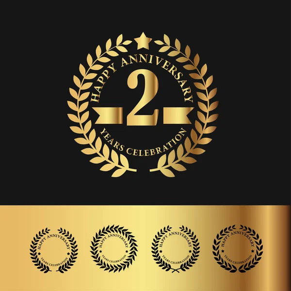 Couronne de laurier d'or 2 Anniversaire — Image vectorielle