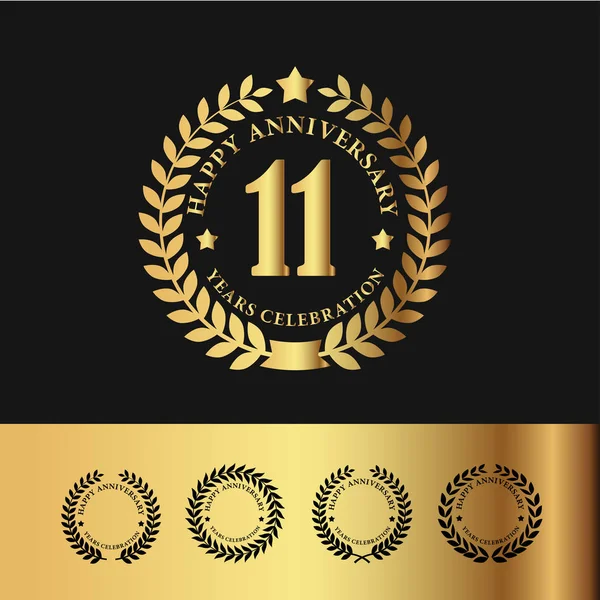 Couronne de laurier d'or 11 Anniversaire — Image vectorielle