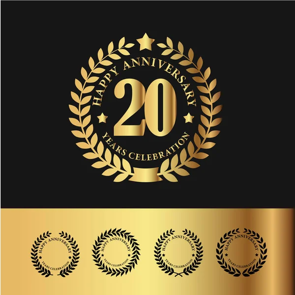 Goldener Lorbeerkranz 20 Jahre — Stockvektor