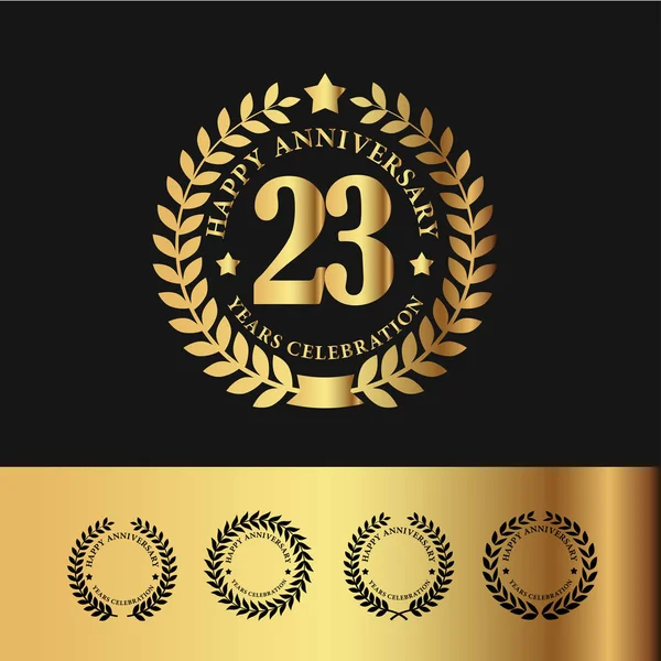 Gouden lauwerkrans 23 verjaardag — Stockvector