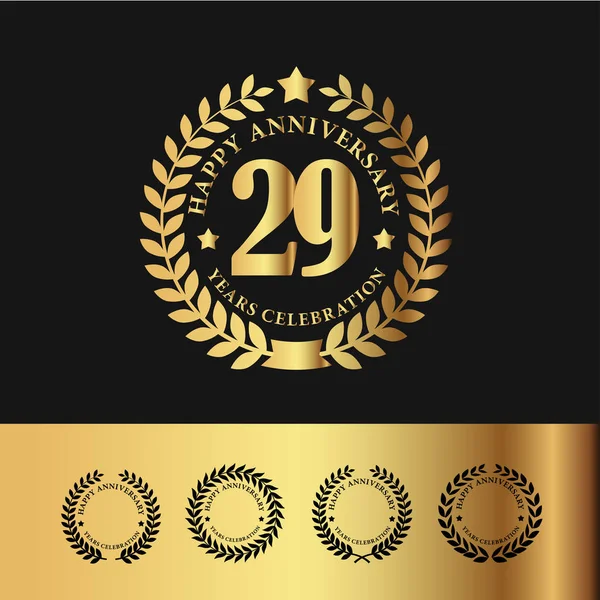 Golden Laurel Wreath 29 Anniversary — Stock Vector