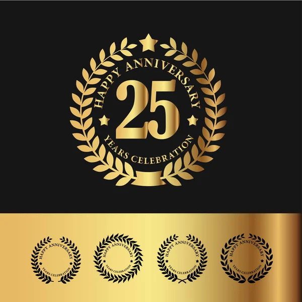 Golden Laurel Wreath 25 Anniversary — Stock Vector