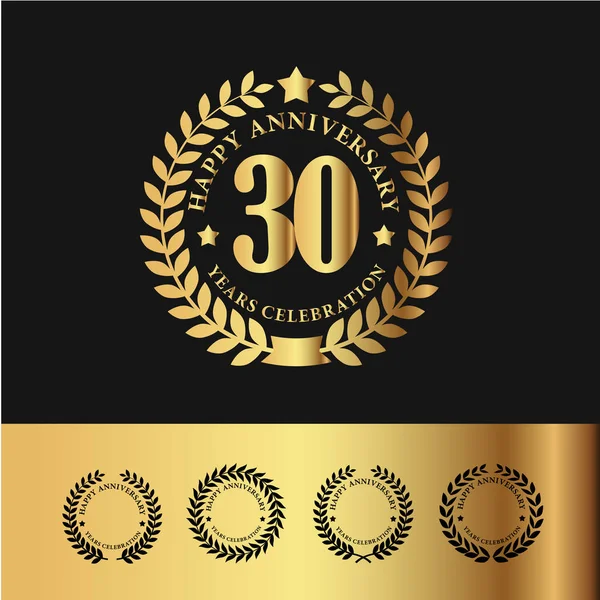 Golden Laurel Wreath 30 Anniversary — Stock Vector