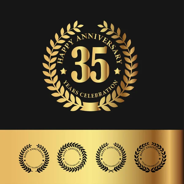 Golden Laurel Wreath 35 Anniversary — Stock Vector