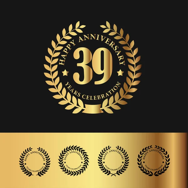 Gouden lauwerkrans 39 verjaardag — Stockvector