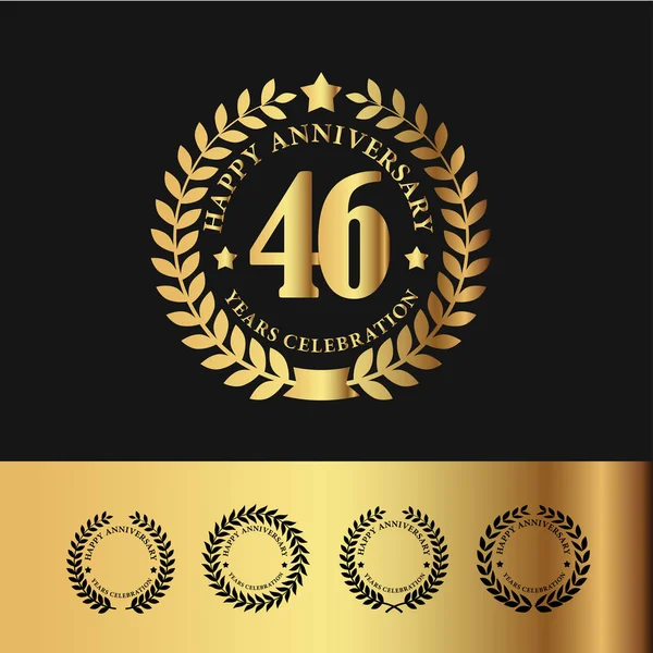 Corona de Laurel de Oro 46 Aniversario — Vector de stock