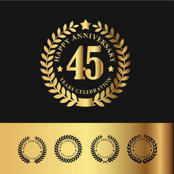 Corona de Laurel de Oro 45 Aniversario — Vector de stock