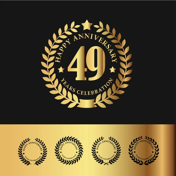 Corona di alloro d'oro 49 Anniversario — Vettoriale Stock