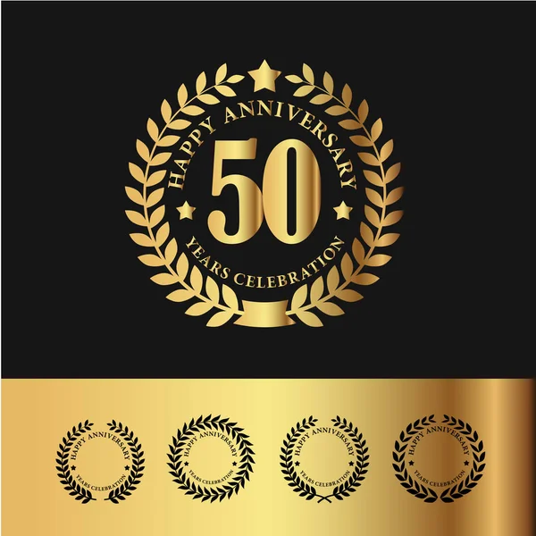 Golden Laurel Wreath 50 Anniversary — Stock Vector