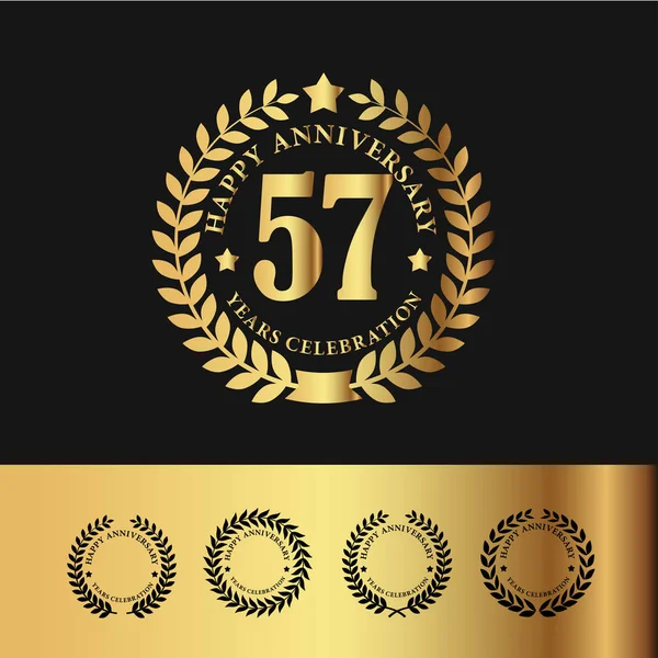 Corona di alloro d'oro 57 Anniversario — Vettoriale Stock