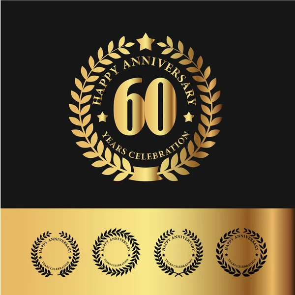 Golden Laurel Wreath 60 Anniversary — Stock Vector