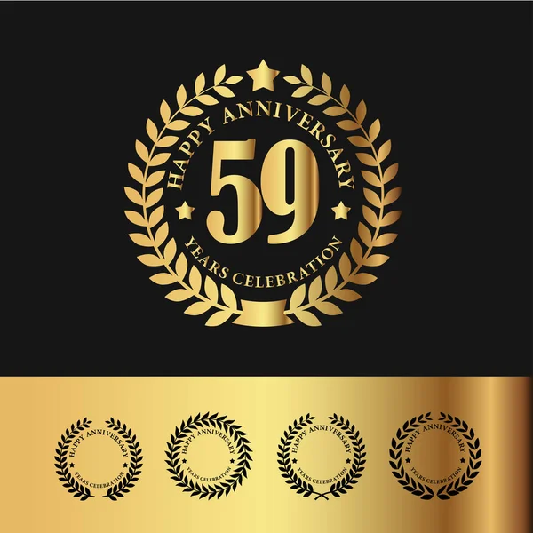 Golden Laurel grinalda 59 Aniversário — Vetor de Stock