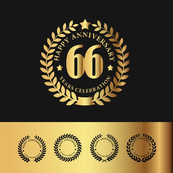Corona de Laurel de Oro 66 Aniversario — Vector de stock