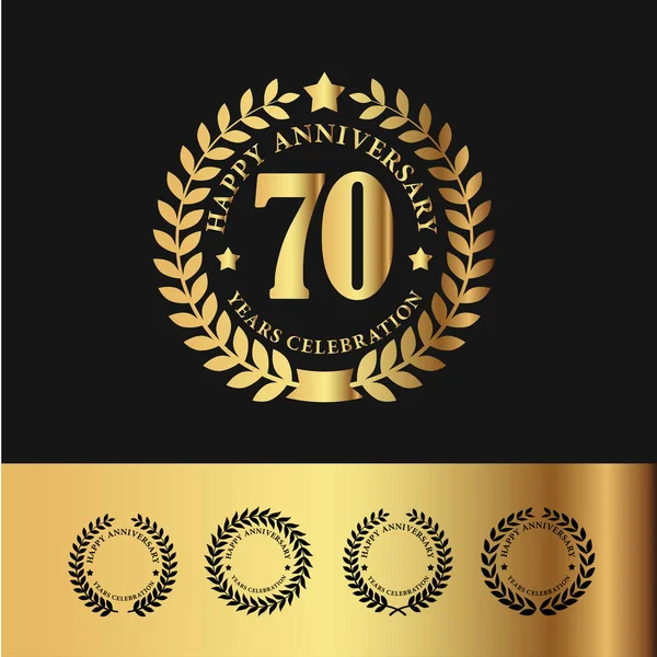 Corona de Laurel de Oro 70 Aniversario — Archivo Imágenes Vectoriales