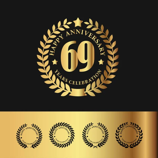 Corona de Laurel de Oro 69 Aniversario — Archivo Imágenes Vectoriales