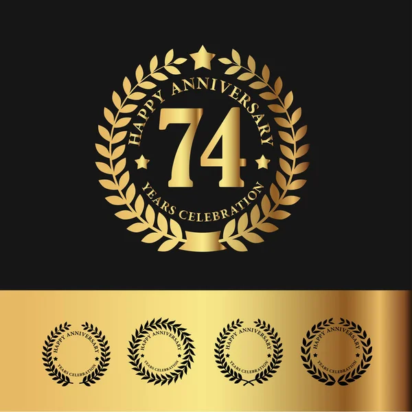 Corona de Laurel de Oro 74 Aniversario — Archivo Imágenes Vectoriales