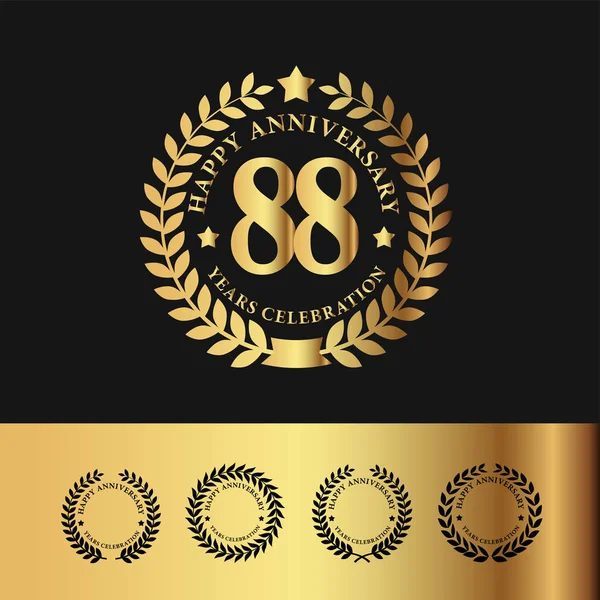 Golden Laurel Wreath 88 Anniversary — Stock Vector