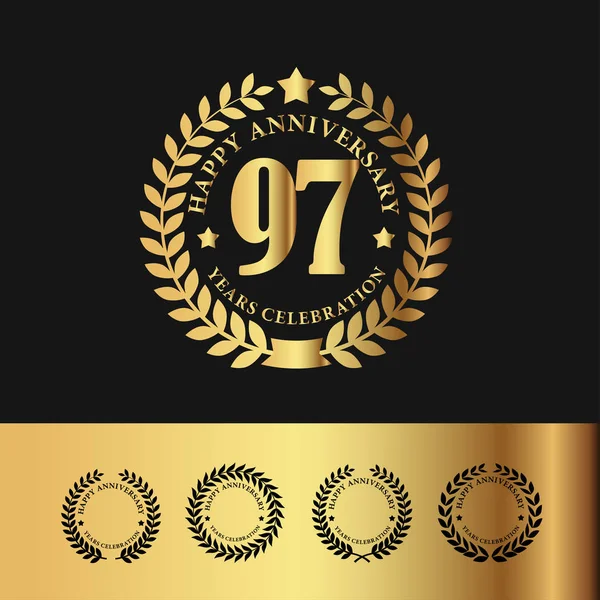 Corona de Laurel de Oro 97 Aniversario — Vector de stock