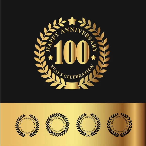 Corona de Laurel de Oro 100 Aniversario — Vector de stock