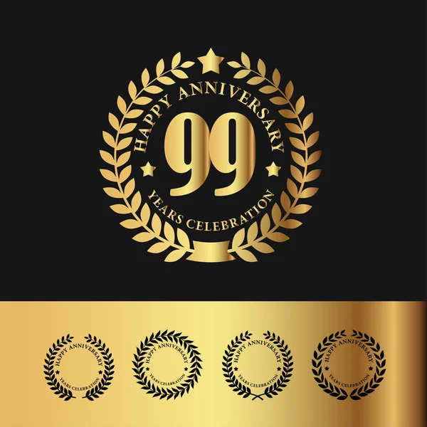 Gouden laurier krans 99 jubileum — Stockvector