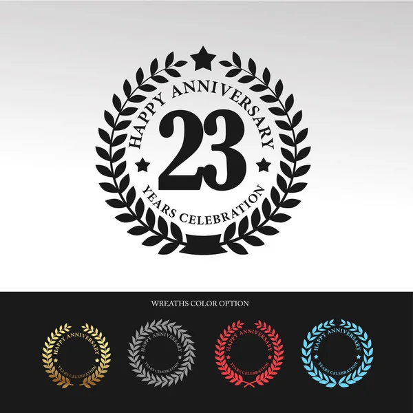 Corona de Laurel Negro 23 Aniversario — Archivo Imágenes Vectoriales