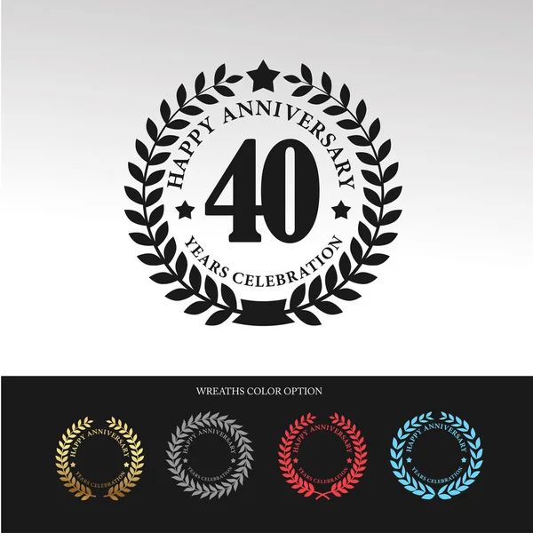 Black Laurel wreath 40 Anniversary — Stock Vector