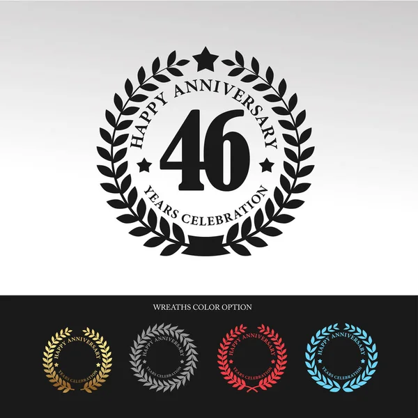 Corona de Laurel Negro 46 Aniversario — Archivo Imágenes Vectoriales