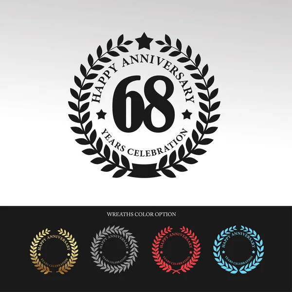 Ghirlanda di alloro nero 68 Anniversario — Vettoriale Stock