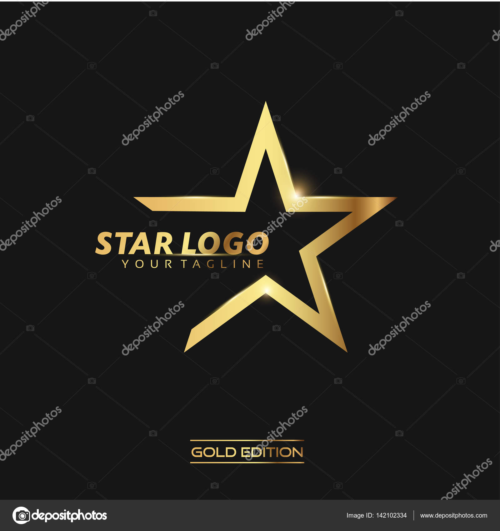  Gold Star Logo Stock Photo yugra 142102334