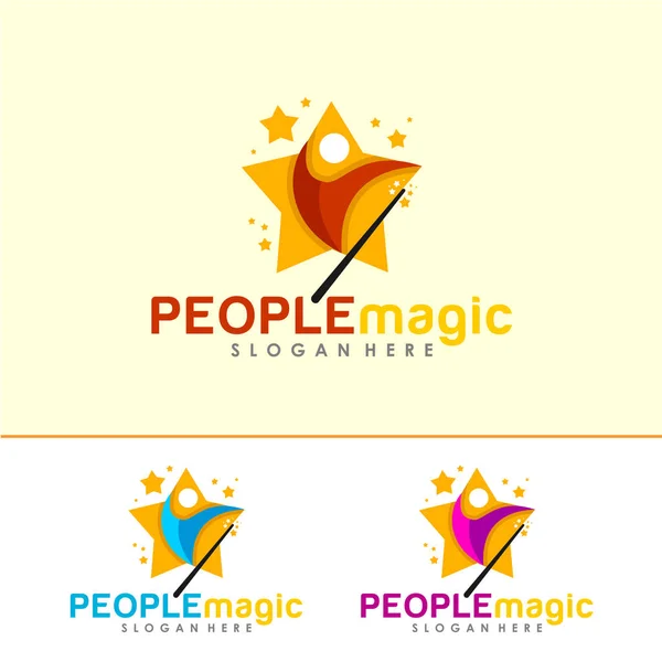 Star People Logo Icon Sign Vector People Magic Concept Color — 스톡 벡터