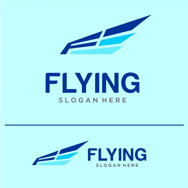 Fliegendes Logo mit Buchstaben — Stockvektor