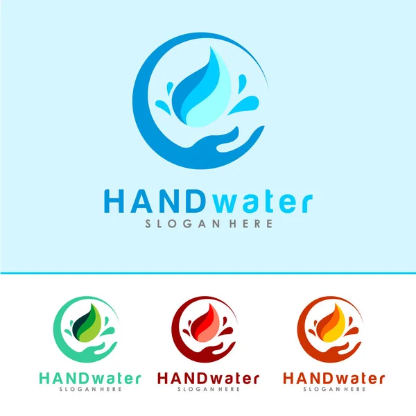 Mano y gota de agua — Vector de stock