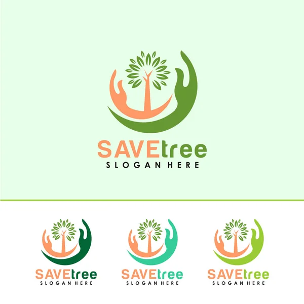Logotipo de mão e árvore — Vetor de Stock