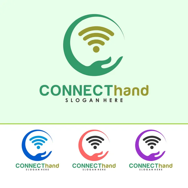 Логотип Hand and Wifi — стоковый вектор