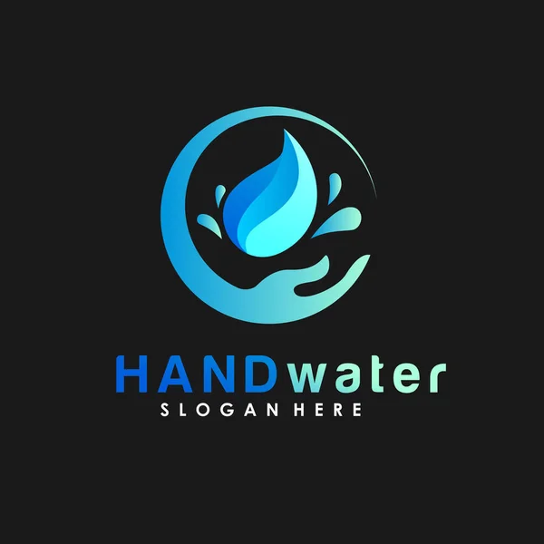 Logo de agua de mano y gota — Vector de stock