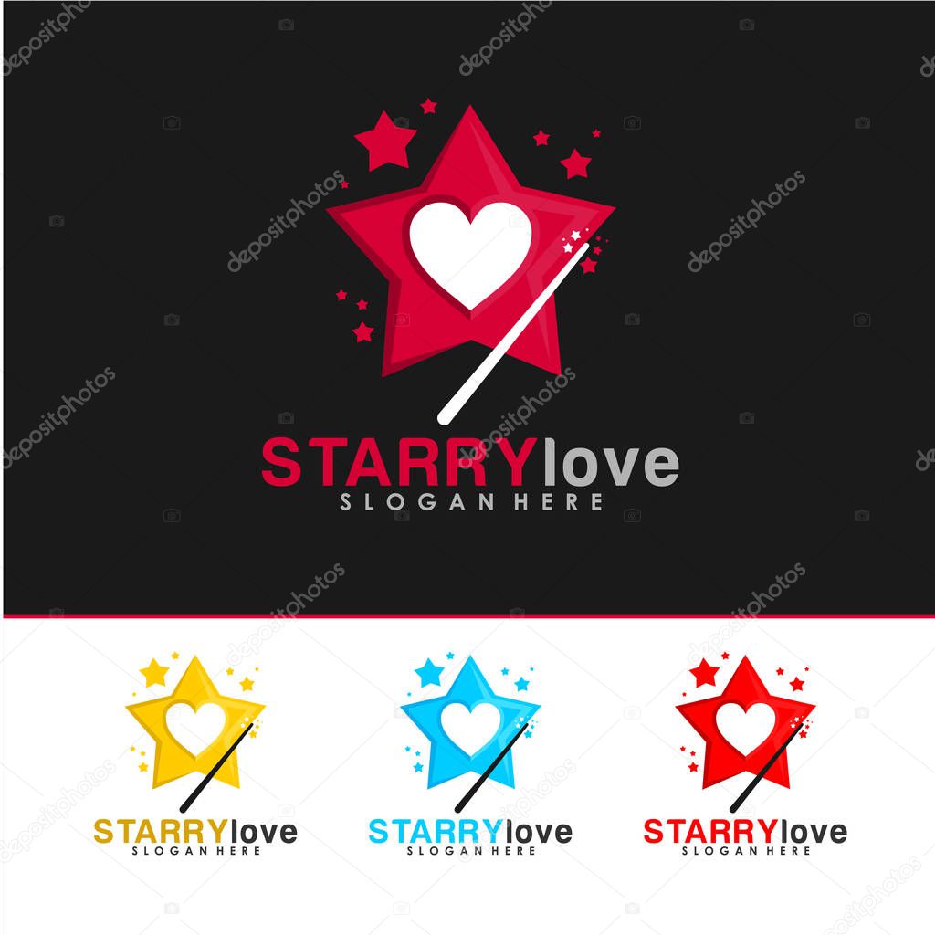 Starry Love with Magic Stick logo Vector