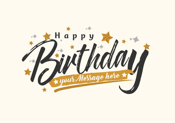 Vintage Happy Birthday Greeting Card Vector Graphics