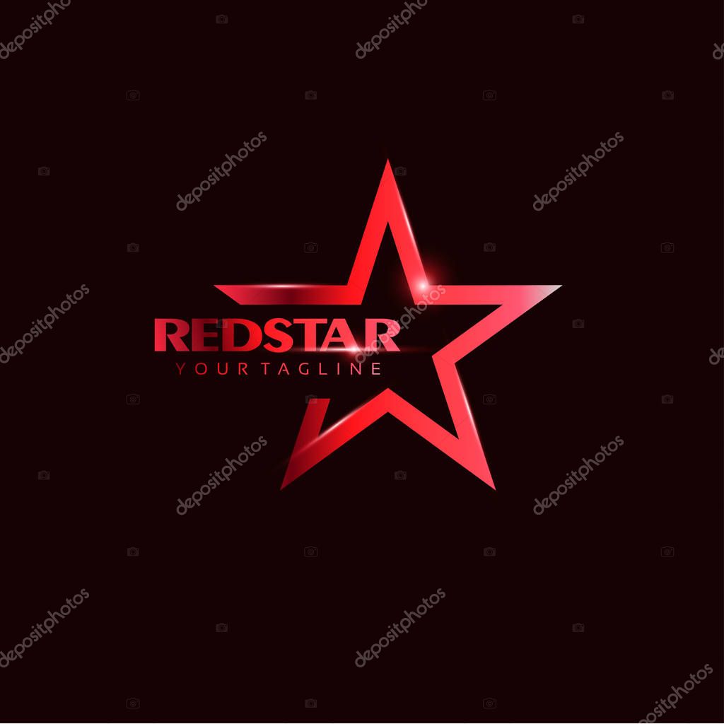 Red Star Logo template with red Light in elegant style. You can use for Club and Leader logo Vector Illustration.