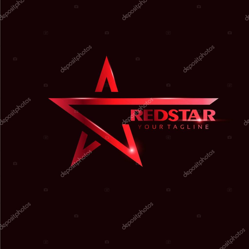 Red Star Logo template with red Light in elegant style. You can use for Club and Leader logo Vector Illustration.