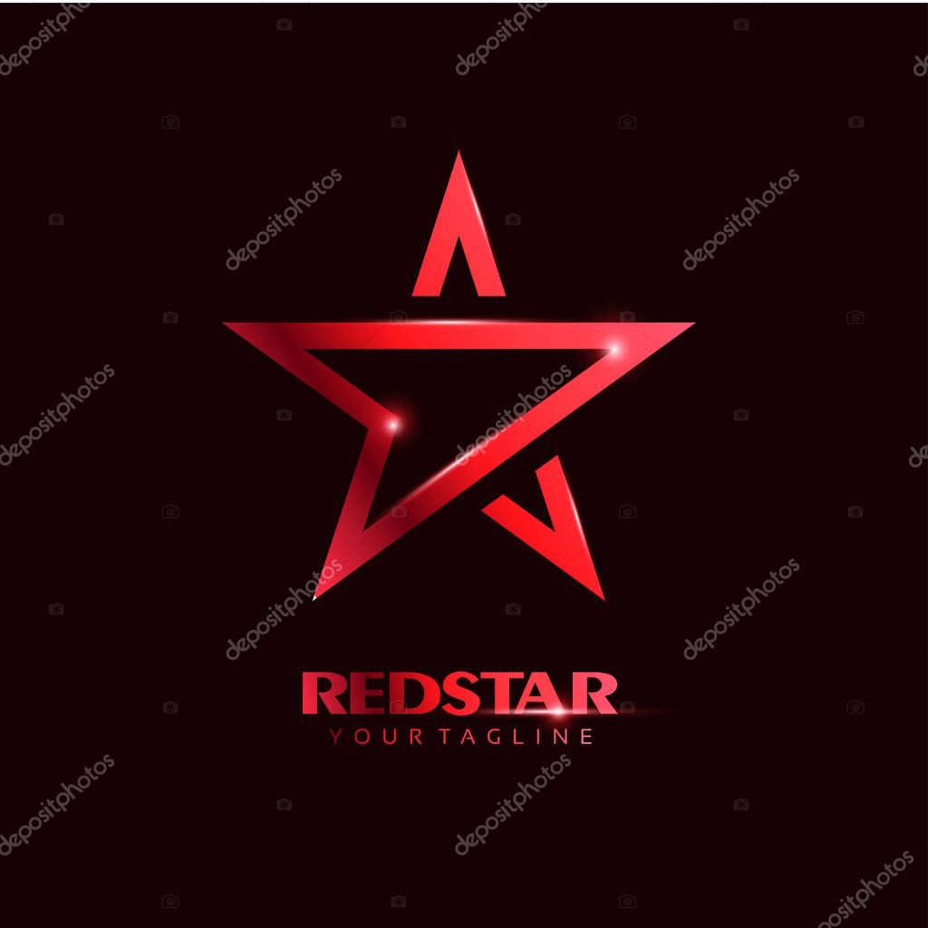 Red Star Logo template with red Light in elegant style. You can use for Club and Leader logo Vector Illustration.
