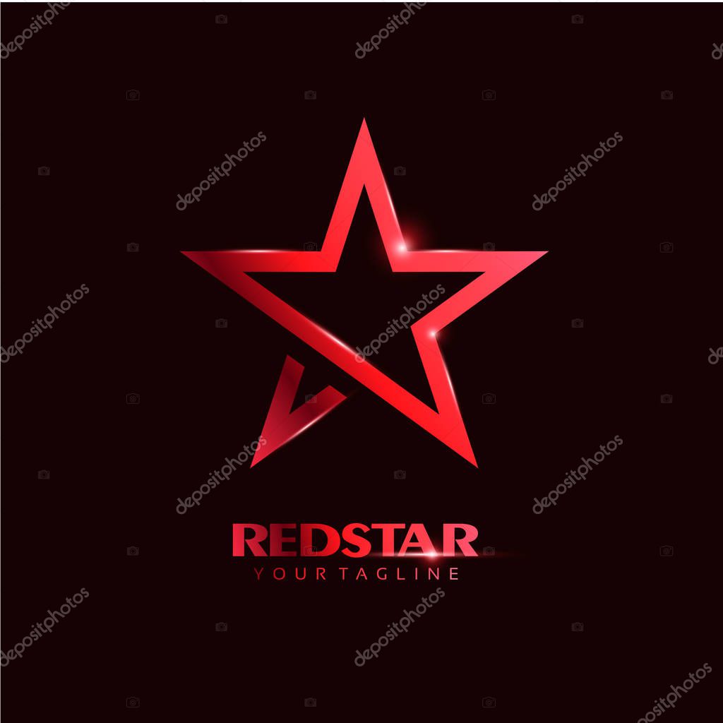 Red Star Logo template with red Light in elegant style. You can use for Club and Leader logo Vector Illustration.