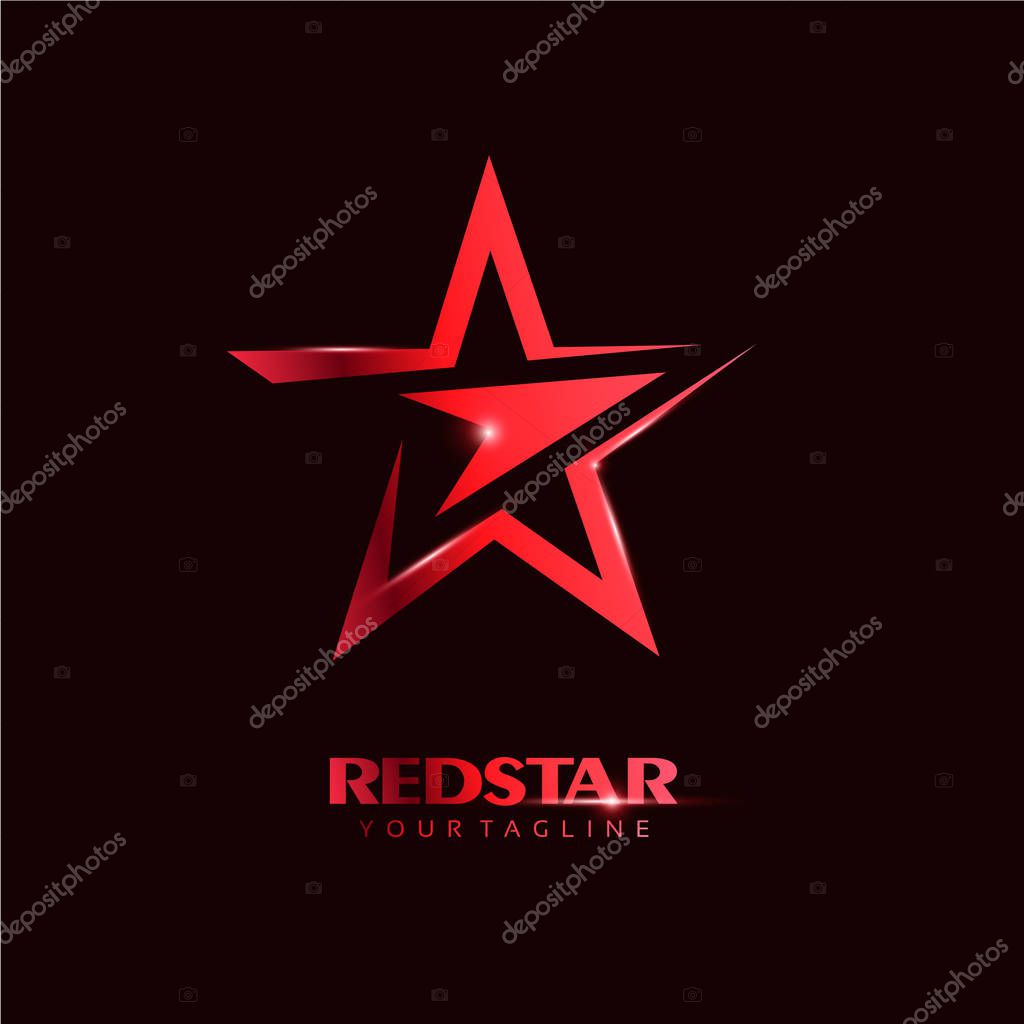 Red Star Logo template with red Light in elegant style. You can use for Club and Leader logo Vector Illustration.