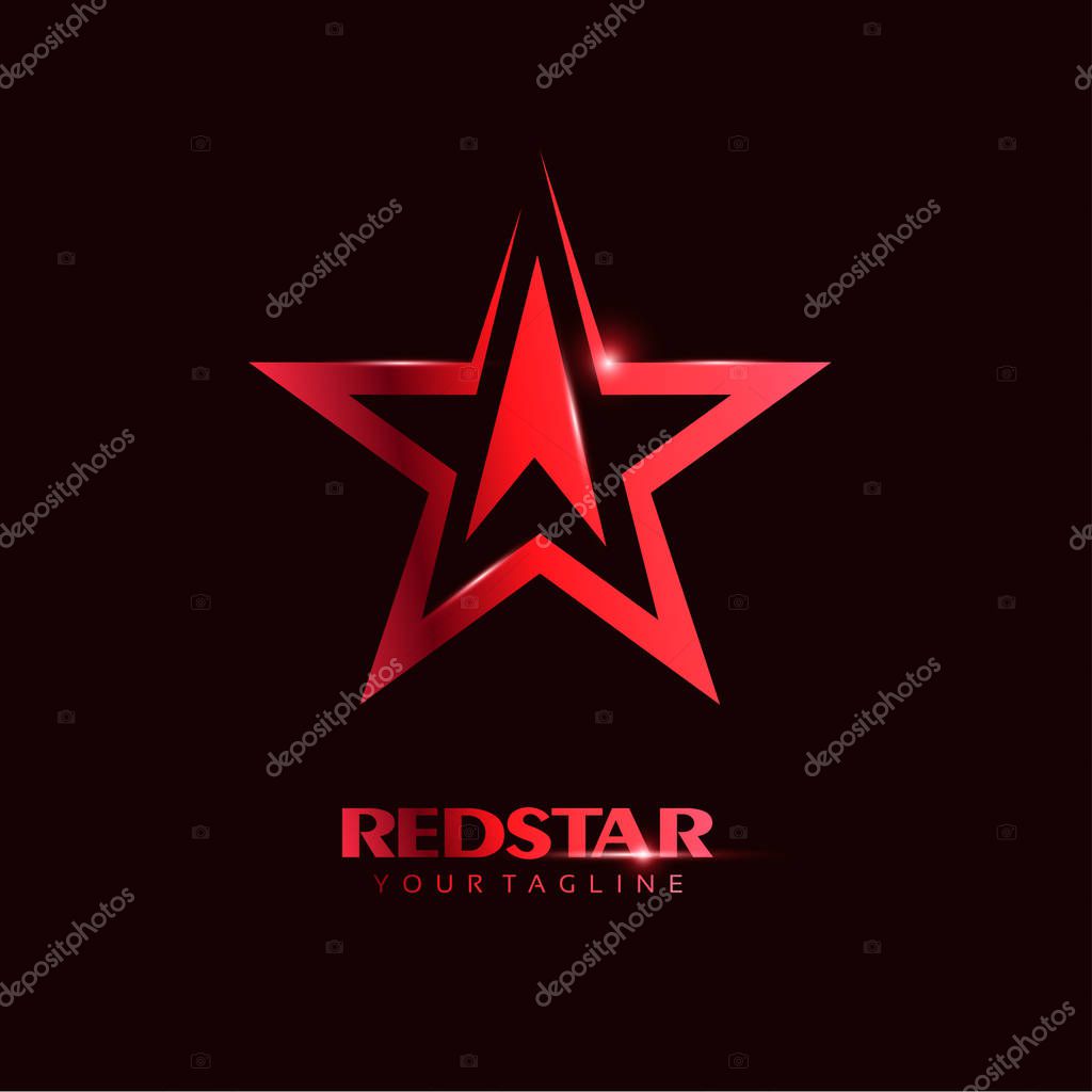 Red Star Logo template with red Light in elegant style. You can use for Club and Leader logo Vector Illustration.
