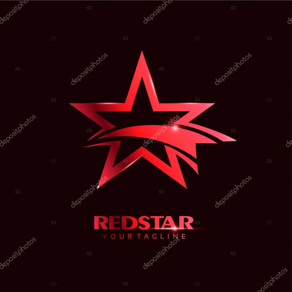 Red Star Logo template with red Light in elegant style. You can use for Club and Leader logo Vector Illustration.