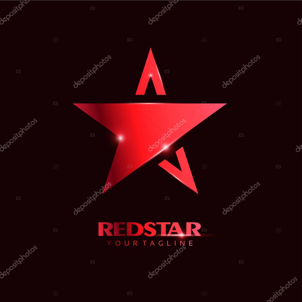 Red Star Logo template with red Light in elegant style. You can use for Club and Leader logo Vector Illustration.